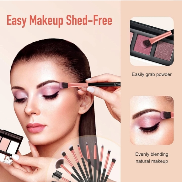 Rose Gold/Black 16pc Pro Premium Synthetic Cruelty-Free Makeup Brush Set - Picture 5 of 5